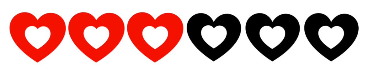 red and black heart love icon vector