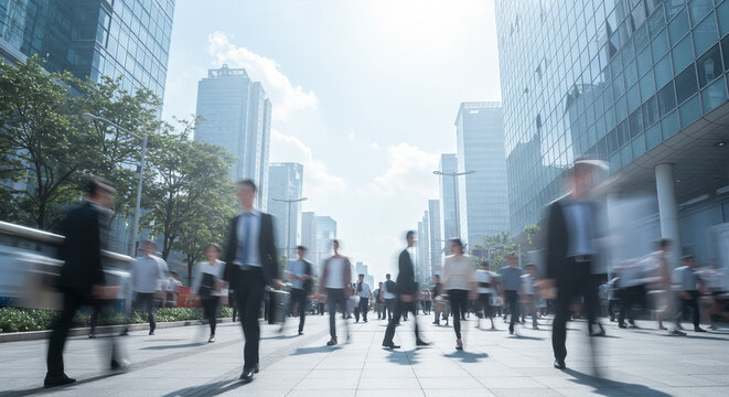 Business people walking in modern office area