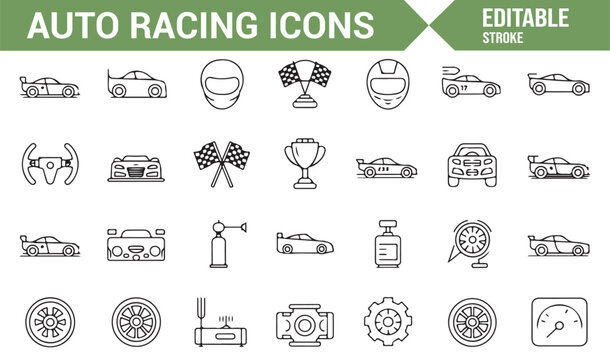 Auto Racing Elements - Icon Set for Graphic Design and Web Use