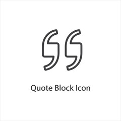 Vector art of quote block icon isolated on white background for graphic design