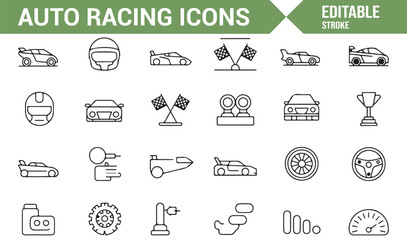 Auto Racing Icons Collection for Digital Design and Print