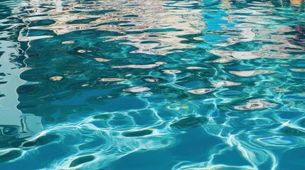 A turquoise pool water surface with rippling patterns.