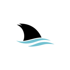 Shark fin in ocean wave icon. Vector illustration