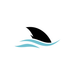 Shark fin in ocean wave icon. Vector illustration