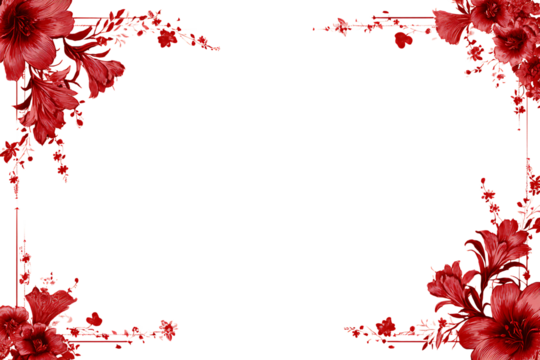 Elegant red flowers border for design