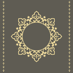 Decorative frame Elegant vector element for design in Eastern style, place for text. Floral gray and beige border. Lace illustration for invitations and greeting cards