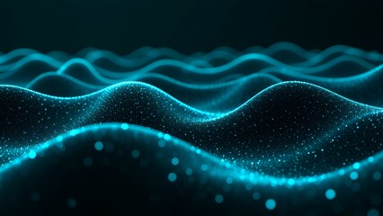 未来的な地平線 光の波紋とドットグリッド