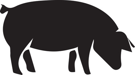 A Simple Black Silhouette Depiction of a Foraging Pig Animal Livestock Farm Mammal Vector Graphic Farmhouse Style Illustration