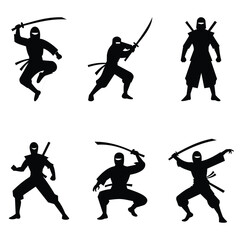 Ninja Silhouette Vector Set