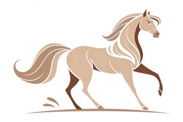 Minimalist flat vector horse illustration simple stylized design soft brown color clean aesthetic animal vector animal vector on White Background