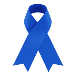 Ultra-photorealistic product shot of a single vibrant royal blue satin medal ribbon, meticulously folded flat on a transparent studio background with diffused lighting. Concept of official