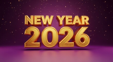 Golden text new year 2026 with sparkling background