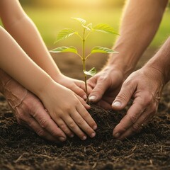 Three Generations Planting a Sapling: A Symbol of Growth, Legacy, and Environmental Stewardship