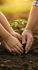Grandparent and Child Planting a Sapling Together: A Symbol of Growth and Legacy