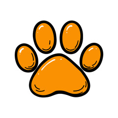 Orange Paw Print Illustration with Cute and Playful Design for Pet-Related Themes
