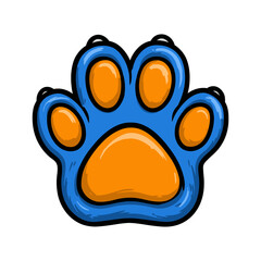 Playful Cartoon Paw Print Illustration with Vibrant Colors and Bold Outline