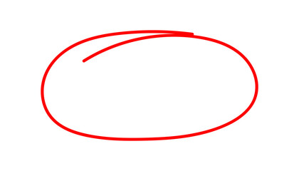 Red Circle Mark on Transparent Background Highlight Oval Icon
