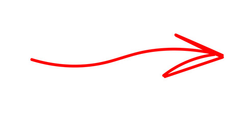 Hand Drawn Red Arrow Icon Curved Right Pointer