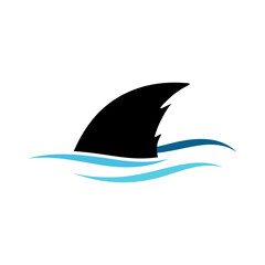 Silhouette of a shark in the water. Vector illustration