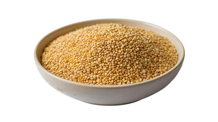 Bowl full of millet grains isolated on white background for healthy food concept
