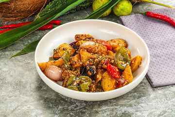 Potato with bell pepper and gravy