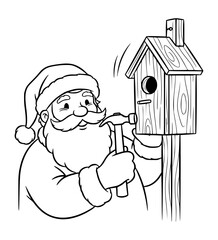 Santa Claus Building Birdhouse