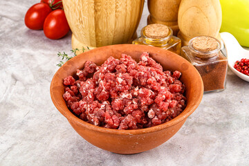 Raw beef minced meat for cooking