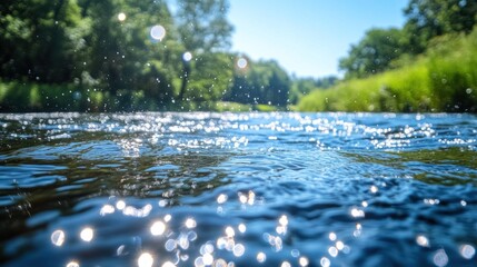 Fototapeta premium Sparkling water surface of a gentle stream.