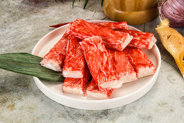 Red crab meat stick surimi