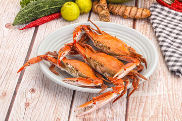 Hot fresh Boiled red crab