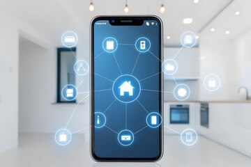 Smartphone-Controlled Smart Kitchen Interface – Modern Home Automation Concept
