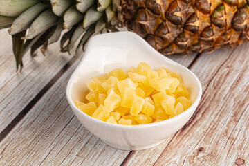 Dry yellow sweet pineapple candy