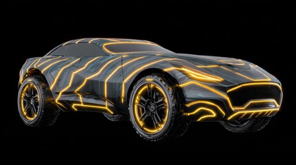 Futuristic Transport with Glowing Tiger-Like Markings