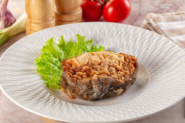 Roasted cod fish fillet piece