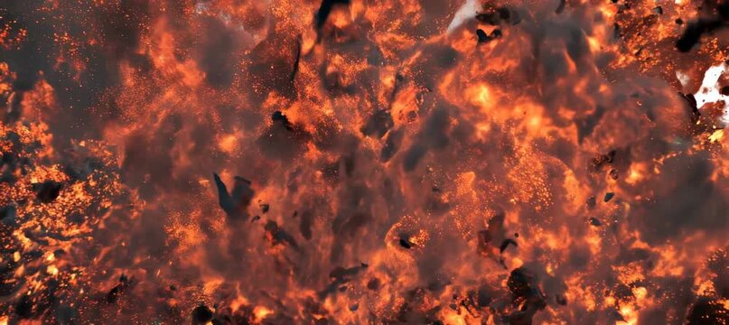 Bomb explosion blast. Flame blaze burning effect. Generative video AI technology.