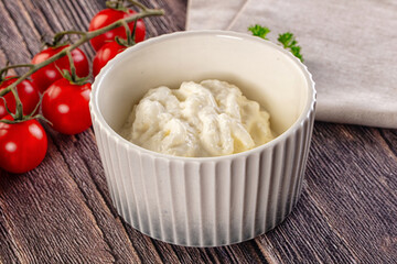 Italian delicous stracciatella young soft cheese