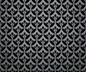 Flower geometric pattern. Seamless vector background. Gray and black ornament. Ornament for fabric, wallpaper, packaging. Decorative print