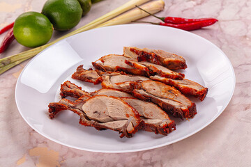 Roasted gourmet duck fillet slices