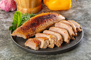 Roasted duck breast with slices