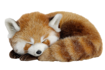 Adorable red panda napping peacefully.