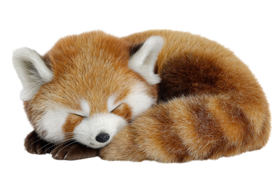 Adorable red panda napping peacefully.