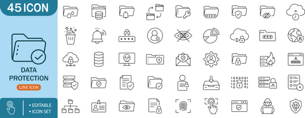 Data Protection Security Privacy Password Folder Cloud Lock Line Icon Setdata,protection,security,privacy,password,folder,cloud,lock,line,icon,set,file,safe,safety,guard,shield,access,secure,network,