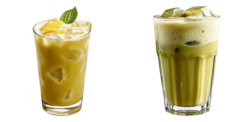 Lemongrass milk drinks isolated on transparent PNG image perfect for herbal cafe menus or organic beverage branding
