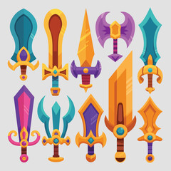 Collection of fantasy swords and weapons for video games