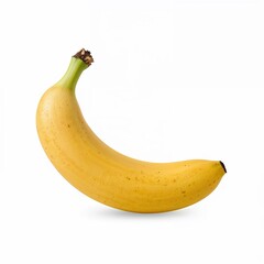 Banana fruit with classic curve and glossy skin isolated on white for food marketing, recipe visuals, and kitchen graphics