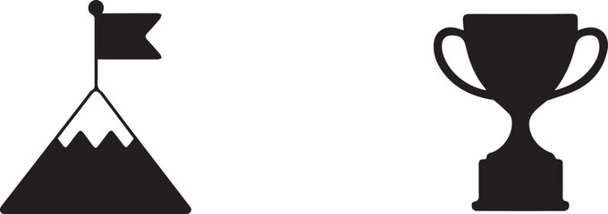 winner goal target prize mountain flag in black