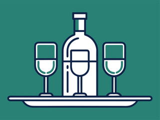 Simple Wine Bottle and Glass Outline