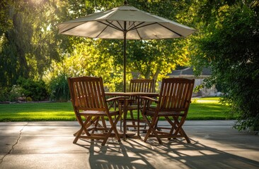 Obraz premium Outdoor patio set under a sun?