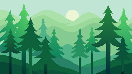 Obraz premium minimalist forest with layered tree shapes in fading light