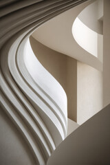 minimalist interior design featuring intricate curving thin lines on pure background